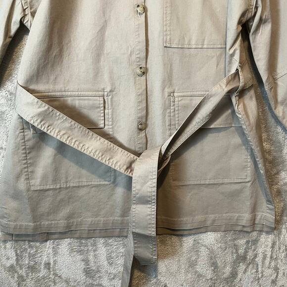 ATM Anthony Thomas Melillo Collarless Twill Belted Shirt Jacket Size Small Khaki - Picture 8 of 8